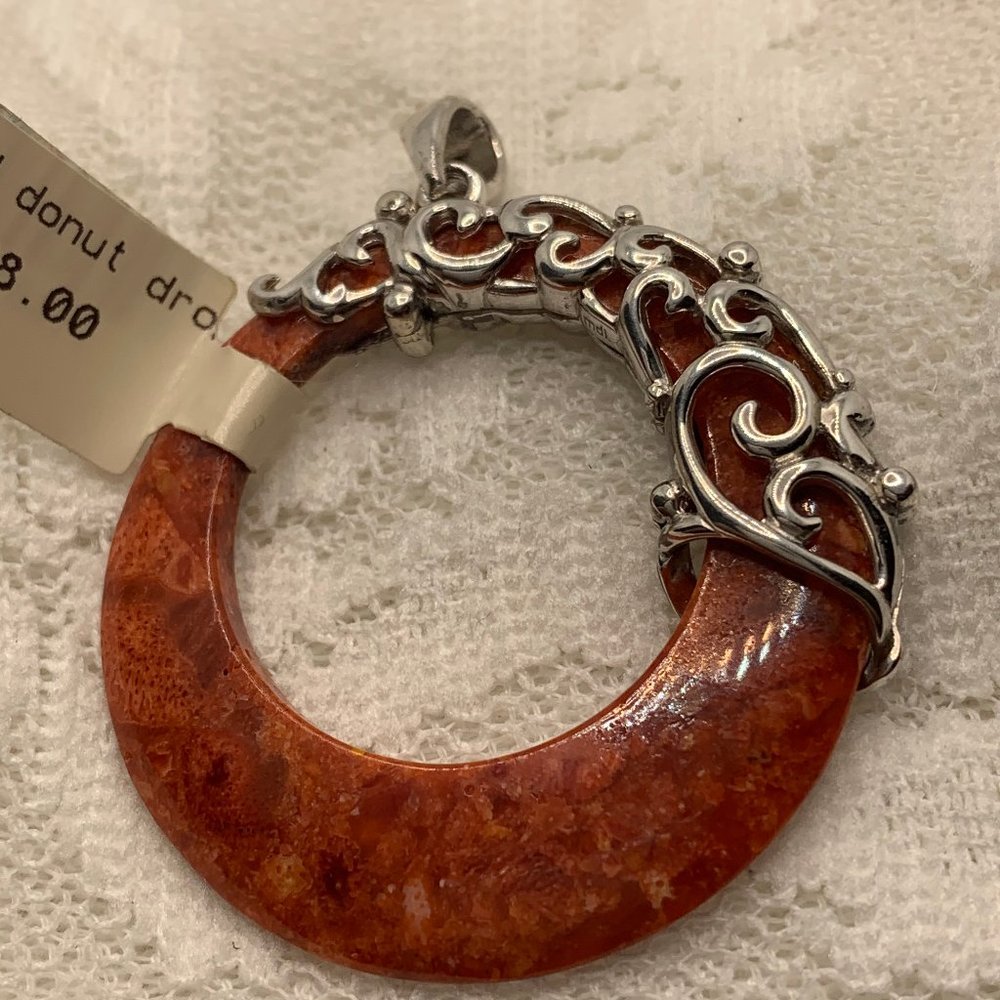 Sterling Silver and Red Natural Stone Enhancer NWT
